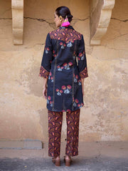 Black Cotton Printed Co Ord Set