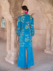 Blue Cotton Printed Co Ord Set