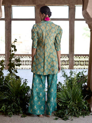 Green Cotton Printed Co Ord Set