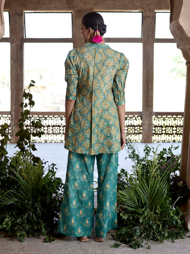 Green Cotton Printed Co Ord Set