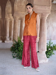 Rust and Maroon Silk Co Ord Set
