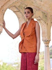 Rust and Maroon Silk Co Ord Set