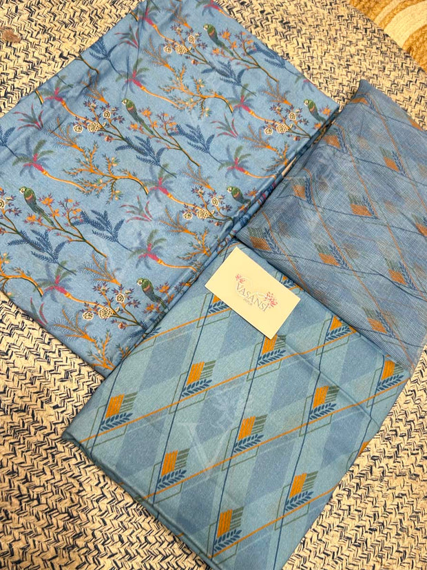 Sky Blue 100% Cotton Dress Material