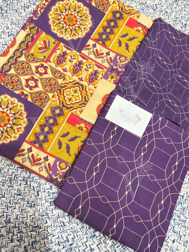 Violet 100% Cotton Dress Material