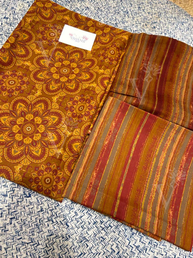 Brown 100% Cotton Dress Material