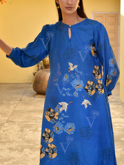 Azure Blue Vasansi Silk Printed Co Ord Set