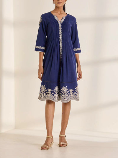 navy blue ethnic dress Buy online Navy Blue Printed Fit & Flare Ethnic Dress With Jacket from ethnic wear for Women by Juniper for 749 at 75% off