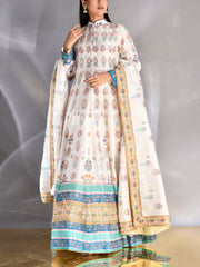 White Vasansi Silk Printed Anarkali Gown