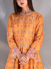 Yellow Vasansi Silk Printed Anarkali Gown