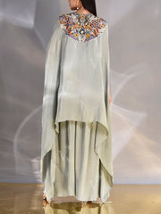 Mint green Crepe Embroidered Shrug and Palazzo set