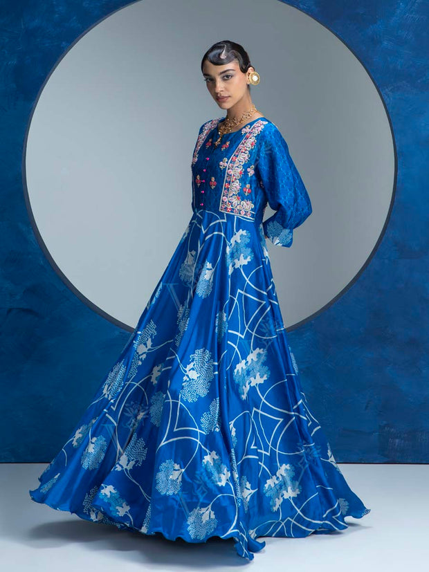 Blue Vasansi Silk Anarkali Gown