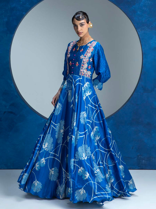 Blue Vasansi Silk Anarkali Gown