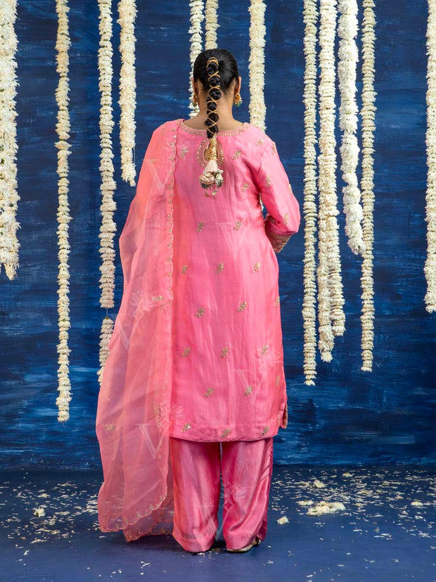 Pink Embroided Kurta and Pant Set