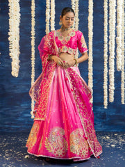 Pink Vasansi Silk Embroided Lehenga Set