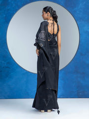 Black Vasansi Silk Bandhani Saree