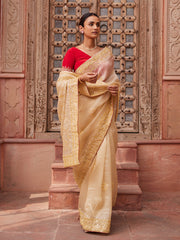 Beige Organza Gota Patti Saree