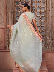 Blue Organza Gota Patti Saree