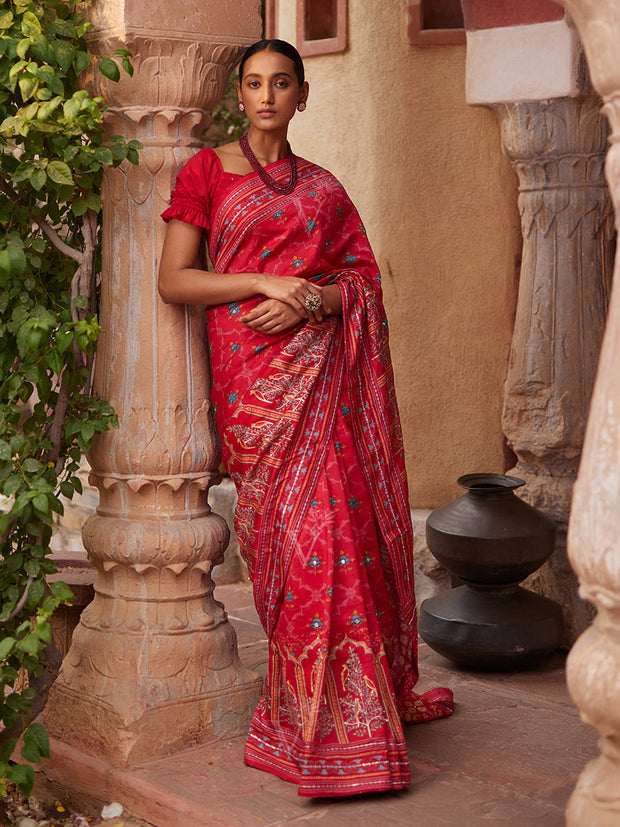 Pink Vasansi Silk Light Embroidered Saree