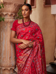 Pink Vasansi Silk Light Embroidered Saree