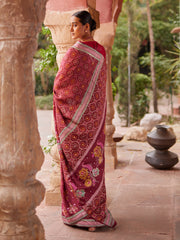 Maroon Vasansi Silk Printed Saree
