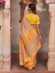 Yellow Vasansi Silk Printed Saree
