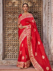 Red Organza Gota Patti Saree