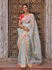 Blue Organza Gota Patti Saree