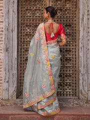Blue Organza Gota Patti Saree