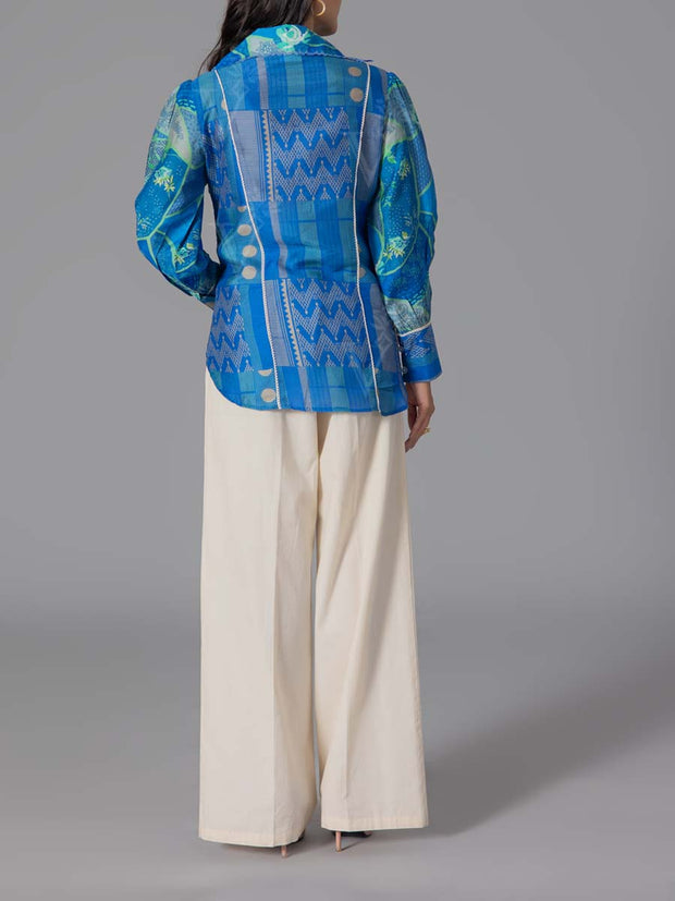 Blue Vasansi Silk Printed Top