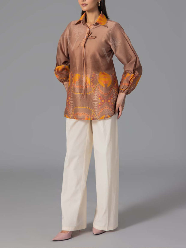 Brown Vasansi Silk Printed Top