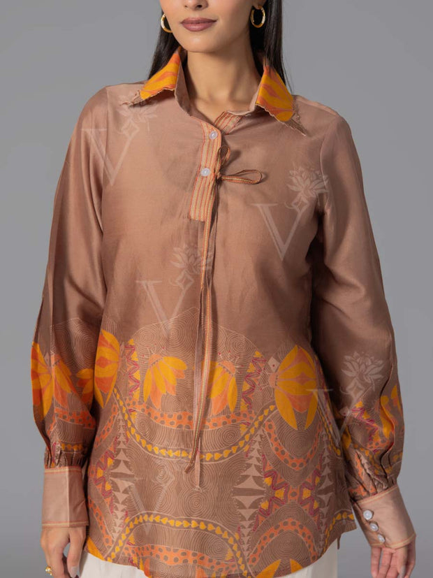 Brown Vasansi Silk Printed Top