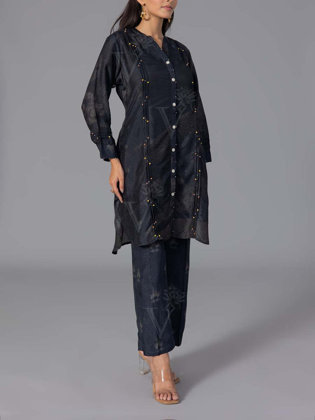 Black Vasansi Silk Co-Ord Set