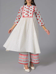 Red Cotton Flex Kurta and Pant Set