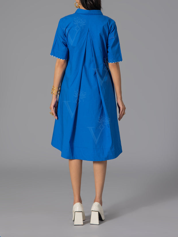 Princess Blue 60'S Poplin Dress