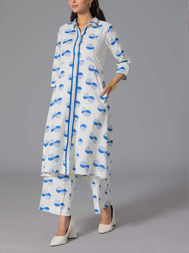 Blue Cotton Flex Kurta and Pant Set