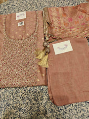 Peach Chanderi Dress Material