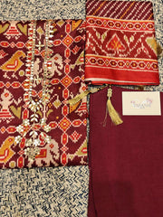 Maroon Silk Dress Material