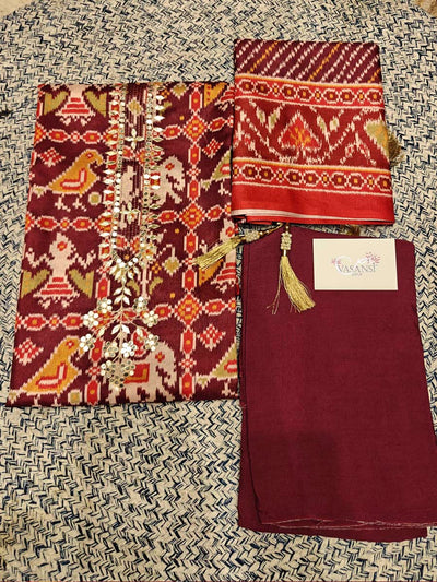 Maroon Silk Dress Material