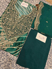 Green Muslin Silk Dress Material