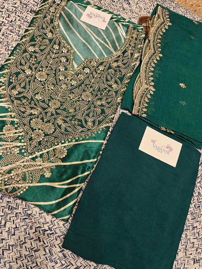 Green Muslin Silk Dress Material