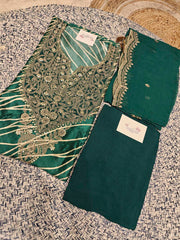 Green Muslin Silk Dress Material
