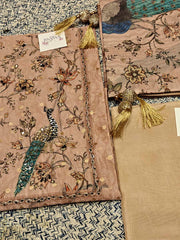 Peach Chanderi Dress Material