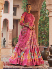 Pink Vasansi Silk Printed Lehenga Set