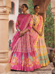 Pink Vasansi Silk Printed Lehenga Set