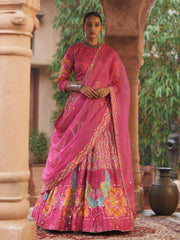 Pink ,Vasansi Silk ,Printed Lehenga Set , lehenga set 