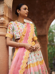Blush Pink Vasansi Silk Printed Lehenga Set