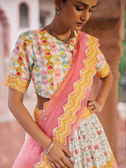 Blush Pink Vasansi Silk Printed Lehenga Set