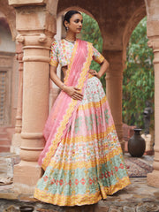 Pink ,Vasansi Silk ,Printed Lehenga Set , lehenga set 