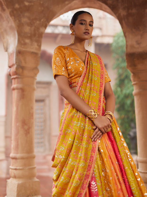 Multi Color Vasansi Silk Printed Lehenga Set