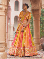 Multi color , Green , Yellow ,Vasansi Silk ,Printed Lehenga Set , lehenga set 